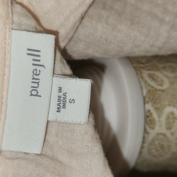 J Jill PJ Pink 3/4 Button Front V-Neck Popover Gauzy Lightweight Tunic Size S - Picture 9 of 12